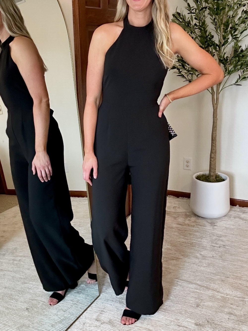 Baltic Born Black Halter Wide-Leg Jumpsuit